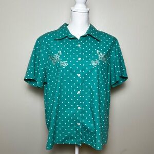 🦋 Vintage Blair Polka Dot Shirt w/ Butterfly Embroidery 🦋